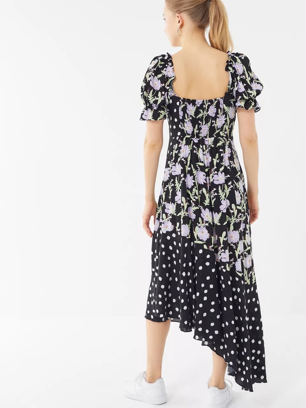 Urban Outfitters Asymmetrical Midi Puff Sleeve Dress - Picture 8 of 9